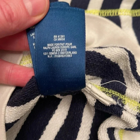 Ralph Lauren sweatshirt blue striped with green stitching size 16 - Picture 5 of 8